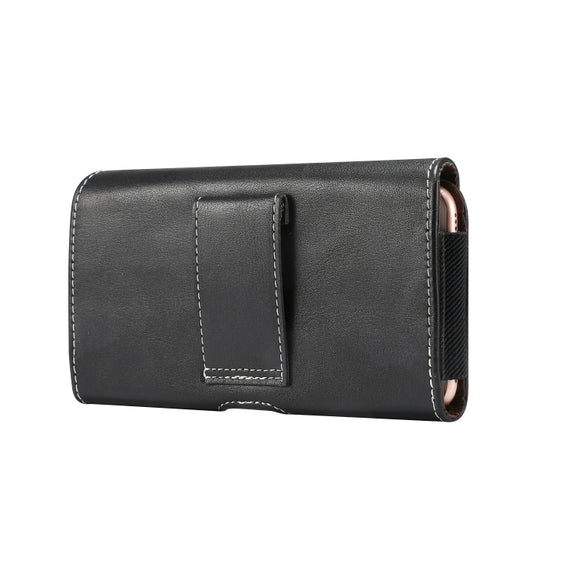 Men Lambskin Texture Multi-functional Universal Mobile Phone Waist Pack Leather Case for 6.9 Inch or Below Smartphones(Black)