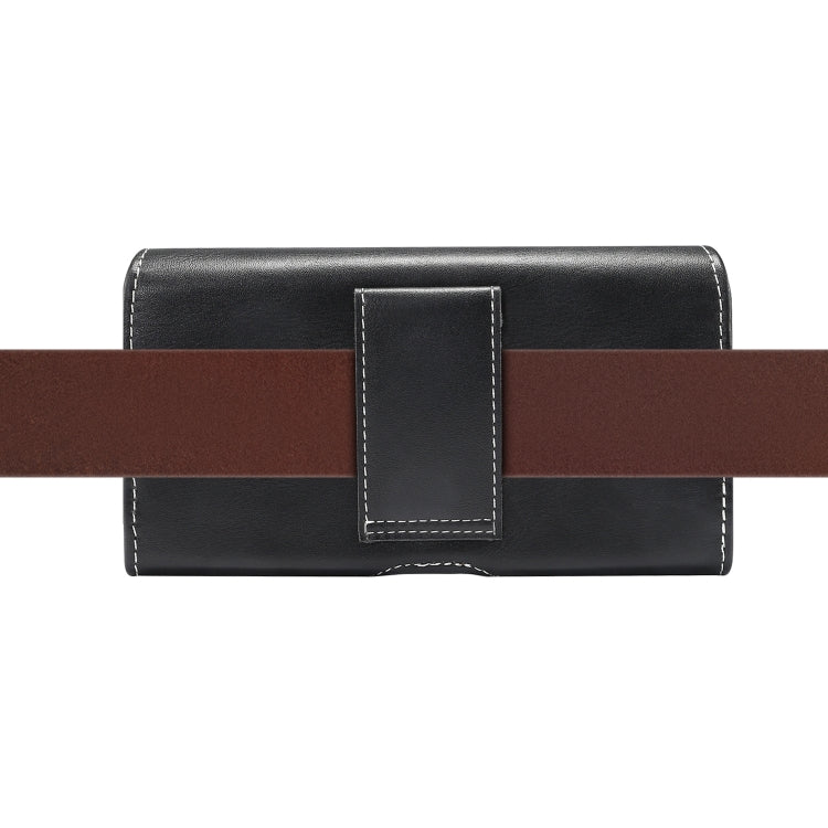 Men Lambskin Texture Multi-functional Universal Mobile Phone Waist Pack Leather Case for 6.9 Inch or Below Smartphones(Black)