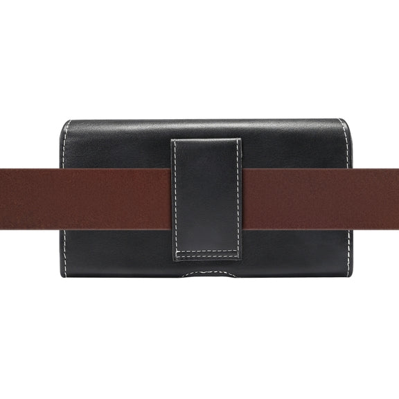 Men Lambskin Texture Multi-functional Universal Mobile Phone Waist Pack Leather Case for 6.9 Inch or Below Smartphones(Black)