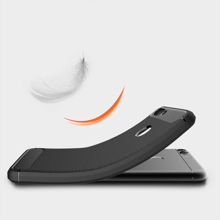 For Huawei  P smart / Enjoy 7S Brushed Texture Carbon Fiber Shockproof TPU Protective Back Case (Black)