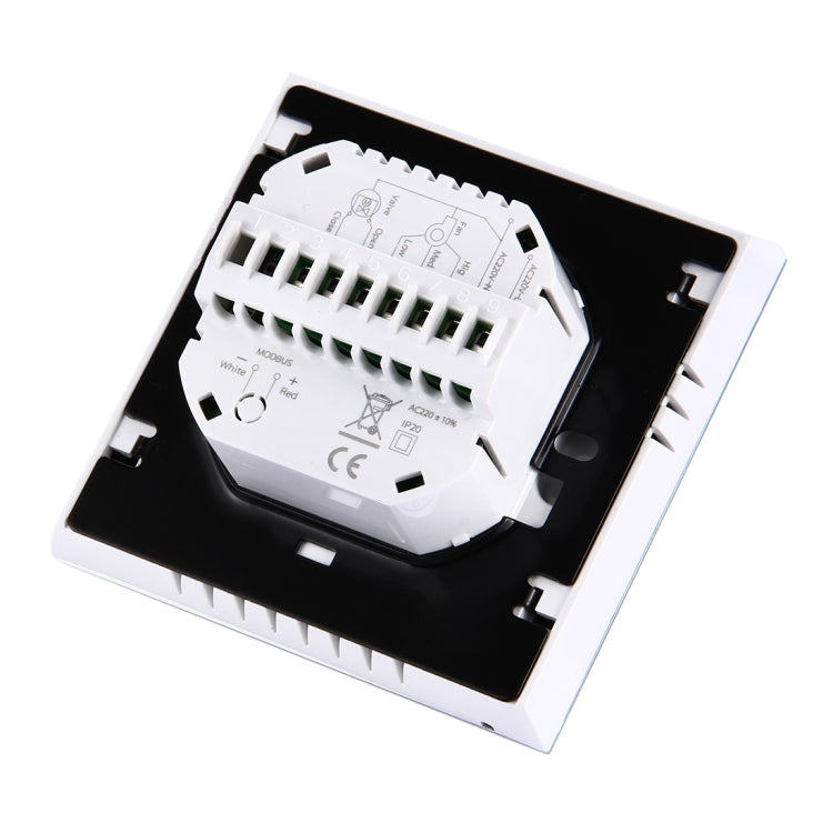LCD Display Air Conditioning 2-Pipe Programmable Room Thermostat for Fan Coil Unit, Supports Wifi(White)