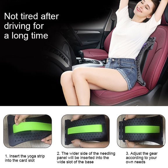 Lumbar Traction Stretching Device Posture Corrector Waist Support Spine Pain Relief Back Massage Stretcher(Black Blue)