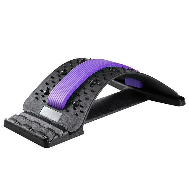Lumbar Traction Stretching Device Posture Corrector Waist Support Spine Pain Relief Back Massage Stretcher(Black purple)