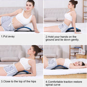 Lumbar Traction Stretching Device Posture Corrector Waist Support Spine Pain Relief Back Massage Stretcher(Red + White)
