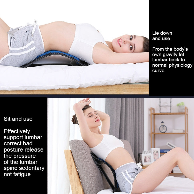 Lumbar Traction Stretching Device Posture Corrector Waist Support Spine Pain Relief Back Massage Stretcher(White Blue)