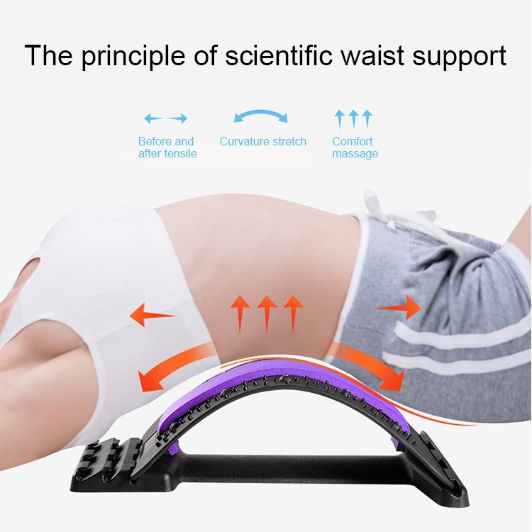 Lumbar Traction Stretching Device Posture Corrector Waist Support Spine Pain Relief Back Massage Stretcher(White Blue)