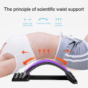 Lumbar Traction Stretching Device Posture Corrector Waist Support Spine Pain Relief Back Massage Stretcher(White Blue)