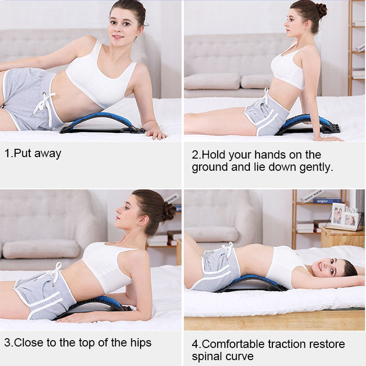Lumbar Traction Stretching Device Posture Corrector Waist Support Spine Pain Relief Back Massage Stretcher(White Blue)