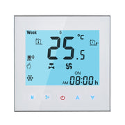 LCD Display Air Conditioning 4-Pipe Programmable Room Thermostat for Fan Coil Unit, Supports Wifi (White)