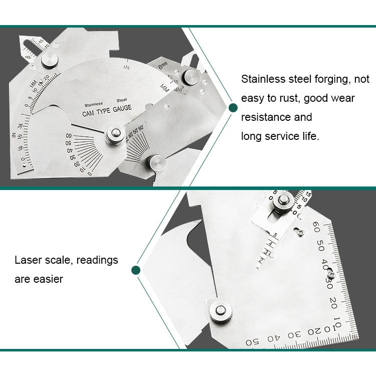 MG-8 Cam-type Stainless Steel Fillet Weld Gauge Multi-function Welding Inspection Ruler