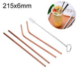 4pcs Reusable Stainless Steel Drinking Straw + Cleaner Brush Set Kit,  215*6mm(Rose Gold) - free shipping - PMC TechLife - Order now!
