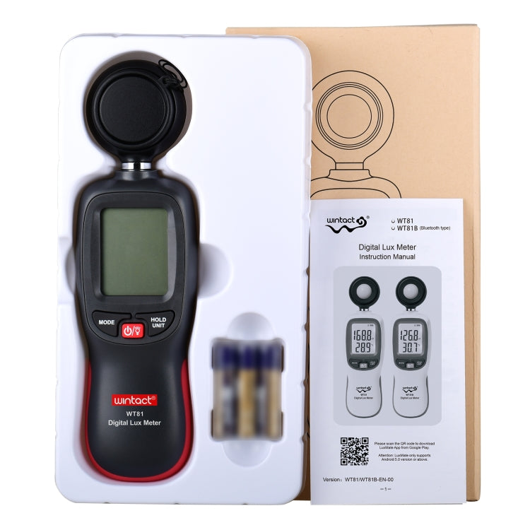 Wintact WT81 Digital Light Lux Meter for Factory / School / House Various Occasion, Range: 0-200,000 Lux (Black)
