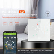 BHT-006GBLW 95-240V AC 16A Smart Home Heating Thermostat for EU Box, Control Electric Heating with Only Internal Sensor & External Sensor & WiFi Connection (White)