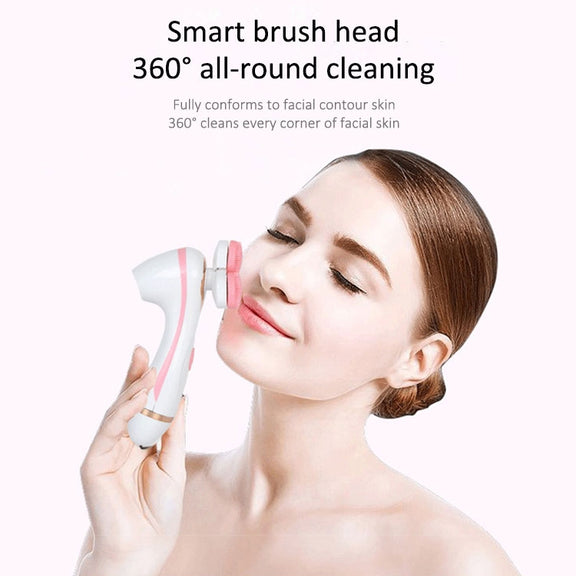 CNaier AE-878 USB Charging Silicone Face Skin Care Electric Facial Cleanser (Pink)