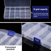 Removable Grid Plastic 15 Slots Box Organizer for Jewelry Earring Fishing Hook Small Accessories(White+Blue)