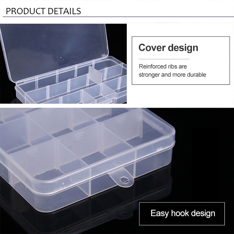 Removable Grid Plastic 15 Slots Box Organizer for Jewelry Earring Fishing Hook Small Accessories(White+Blue)