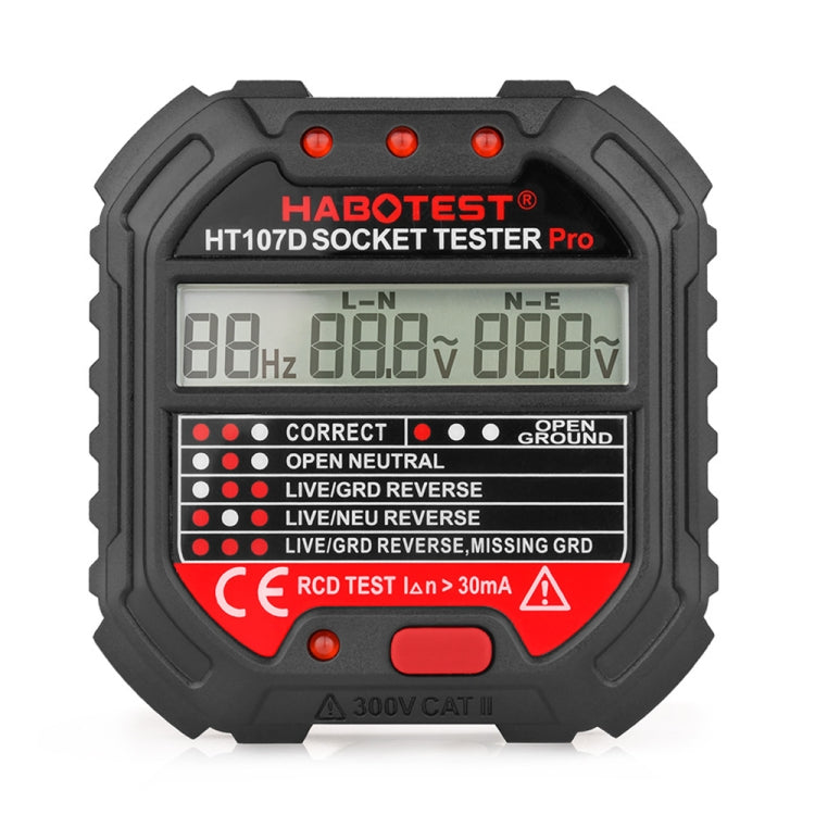 HABOTEST HT107D Multifunctional Digital Display Socket Tester (EU Plug)