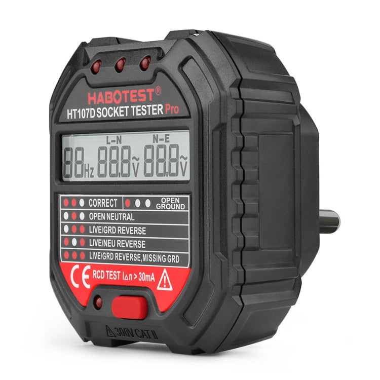 HABOTEST HT107D Multifunctional Digital Display Socket Tester (UK Plug)