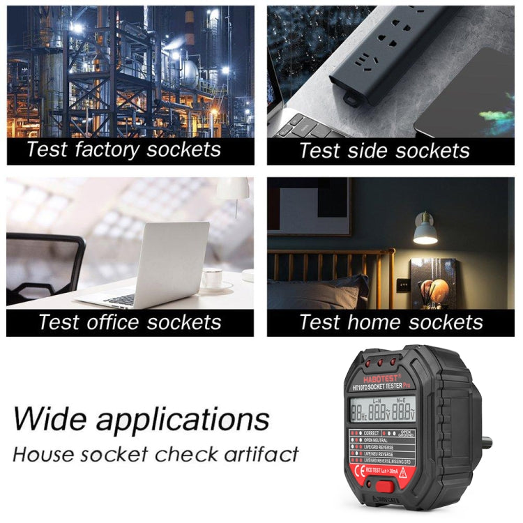 HABOTEST HT107D Multifunctional Digital Display Socket Tester (UK Plug)