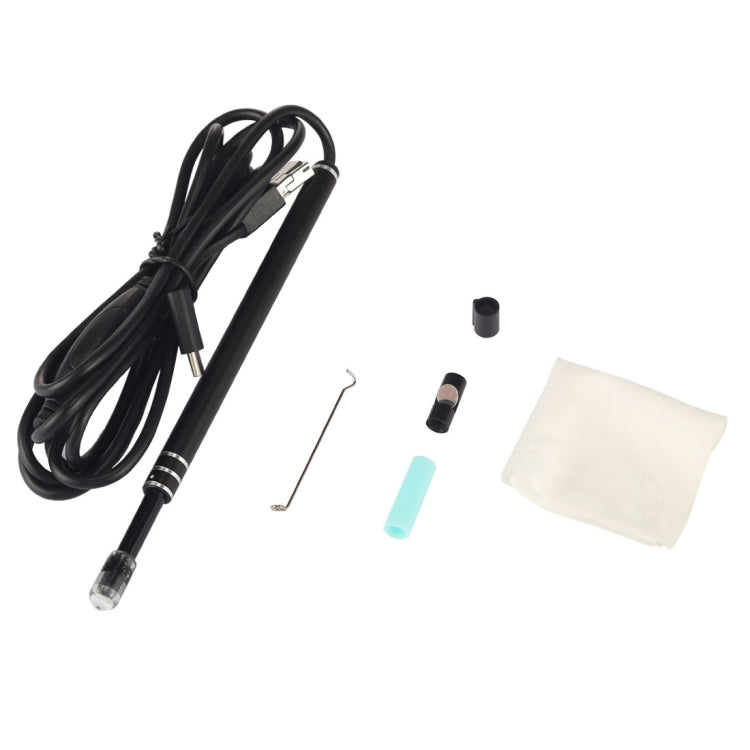 i96 3 in 1 USB Ear Scope Inspection HD 0.3MP Camera Visual Ear Spoon for OTG Android Phones & PC & MacBook, 1.85m Length Cable(Black)