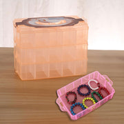 Large Storage Box Three Layer Large 36 Slots Plastic Craft Accessories Beards Jewelry Storage Box Container Home Organizer(Orange)