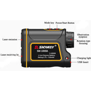SNDWAY SW1000A Handheld Outdoor Water-resistant Telescope Range Finder Distance Measurer, 1000m