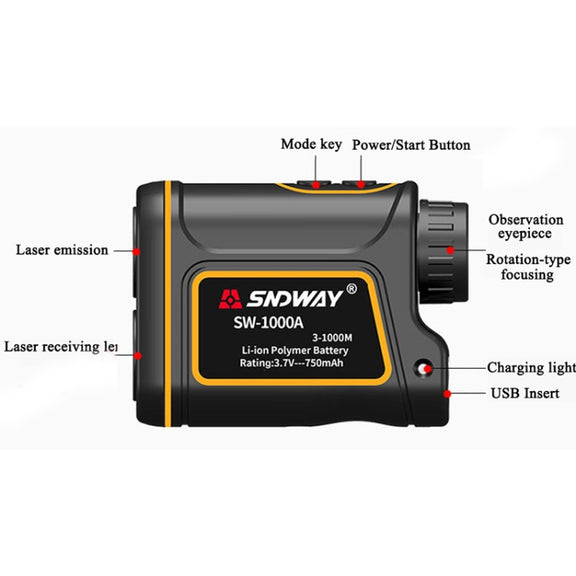SNDWAY SW1000A Handheld Outdoor Water-resistant Telescope Range Finder Distance Measurer, 1000m