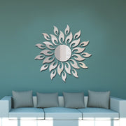 Sunflower Mirror Wall Sticker Bedroom Living Room Decoration Wall Stickers(Silver)