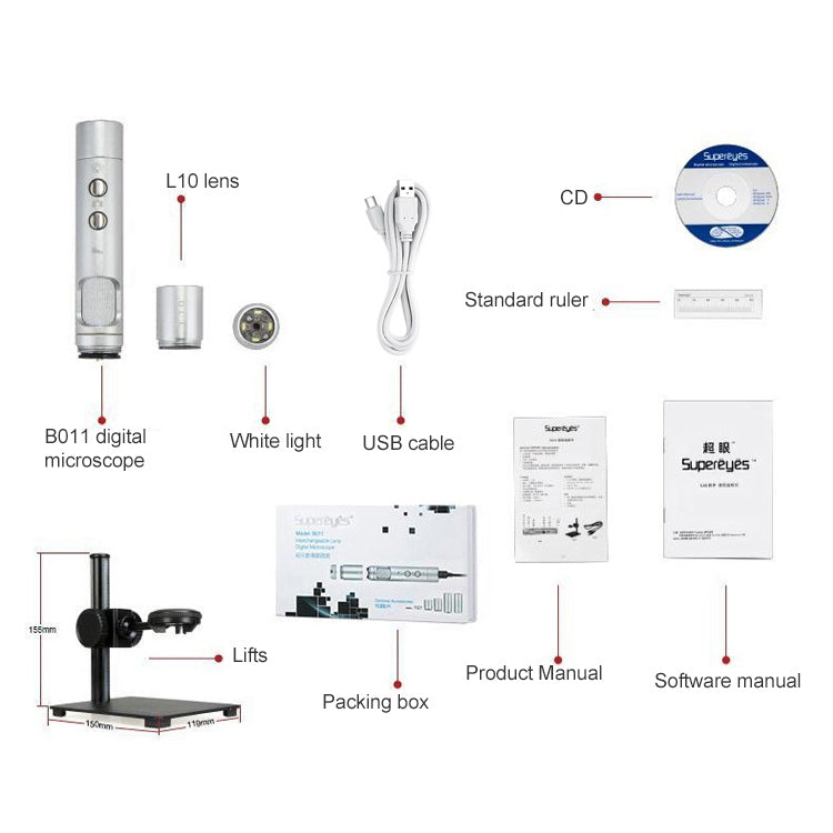 Supereyes B011 HD Digital Electronic Microscope Industrial Mobile Phone Repair Magnifying Glass