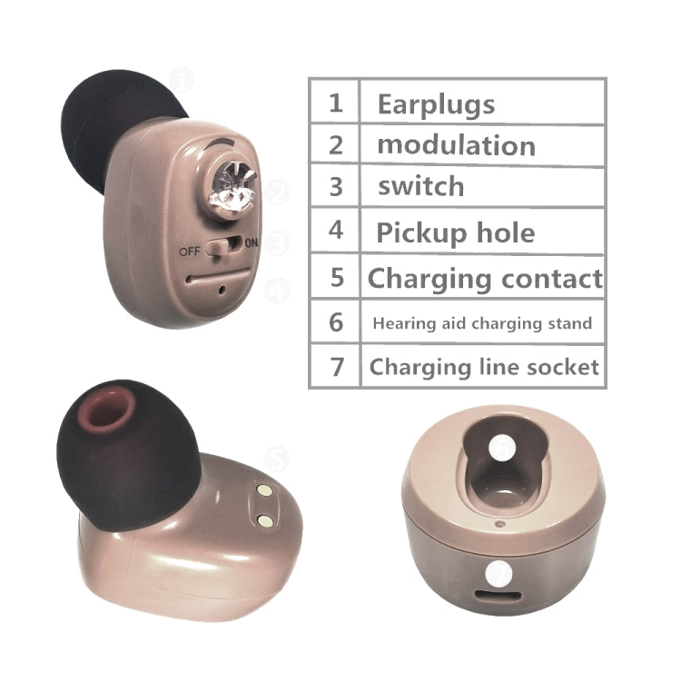 KAIXINWEI VHP-601 DC3.7V In-ear Bluetooth Hearing Aid Sound Amplifier (White)