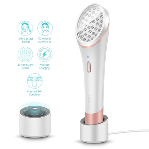 XPREEN XPRE052 Wireless Rechargeable Light Acne Treatment Device Home Acne Clearing Eraser with Blue Light and Red Light(White)