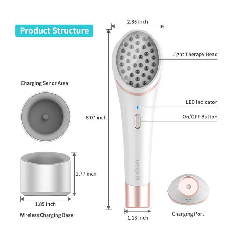 XPREEN XPRE052 Wireless Rechargeable Light Acne Treatment Device Home Acne Clearing Eraser with Blue Light and Red Light(White)