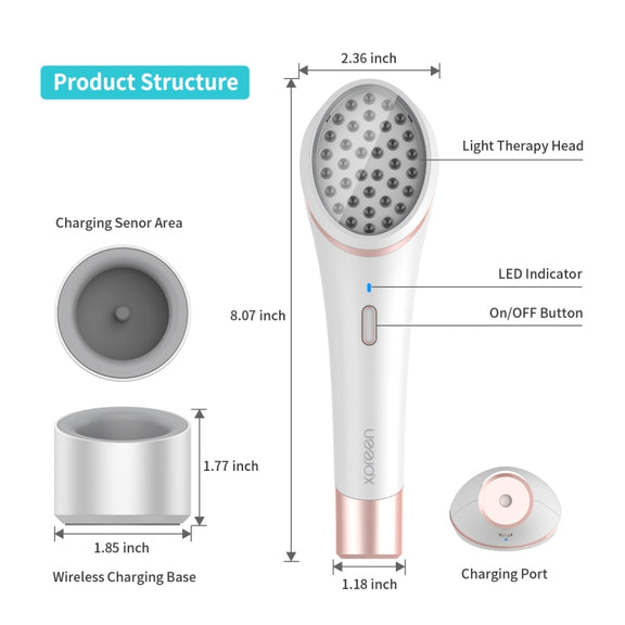 XPREEN XPRE052 Wireless Rechargeable Light Acne Treatment Device Home Acne Clearing Eraser with Blue Light and Red Light(White)