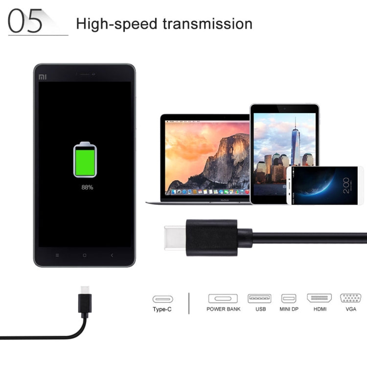 HAWEEL 1m USB-C / Type-C to USB 2.0 Data & Charging Cable(Black)