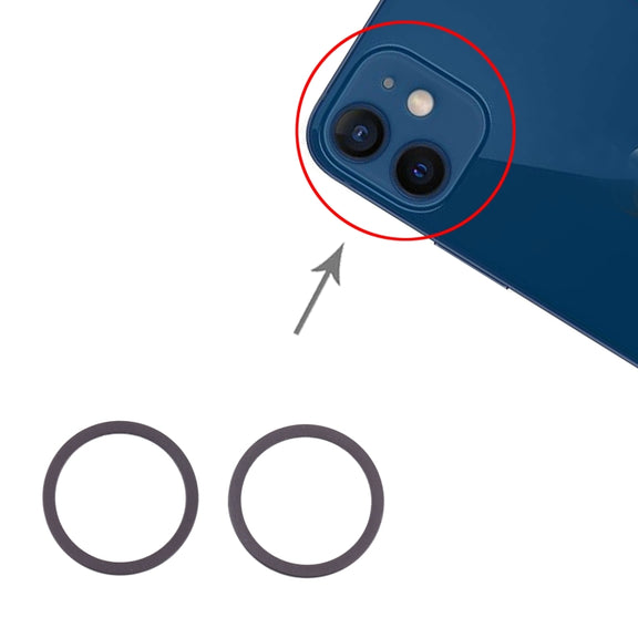 2 PCS Rear Camera Glass Lens Metal Protector Hoop Ring for iPhone 12(Blue)