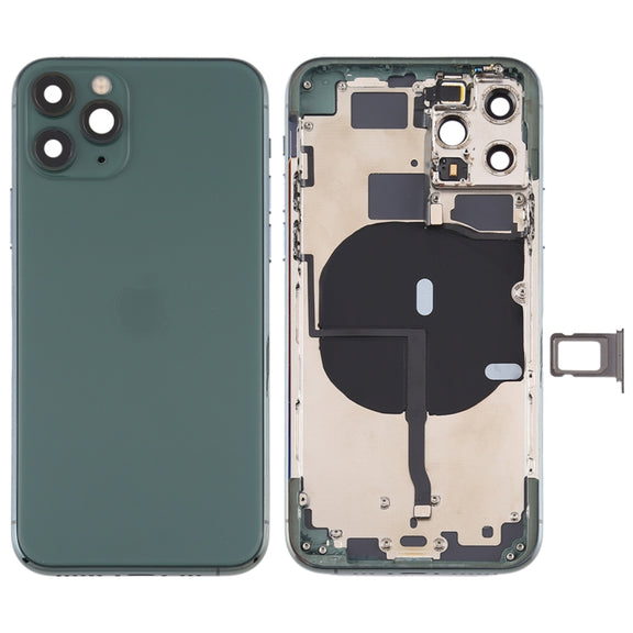 Battery Back Cover (with Side Keys & Card Tray & Power + Volume Flex Cable & Wireless Charging Module) for iPhone 11 Pro Max(Green)
