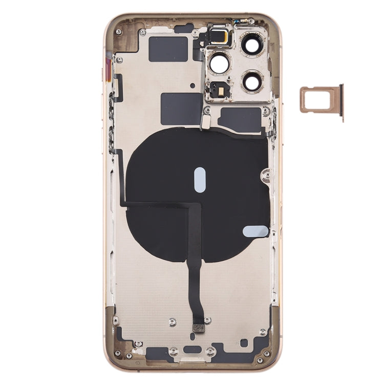 Battery Back Cover (with Side Keys & Card Tray & Power + Volume Flex Cable & Wireless Charging Module) for iPhone 11 Pro Max(Gold)
