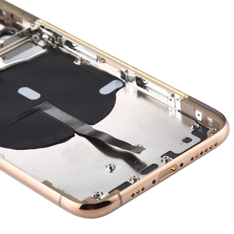 Battery Back Cover (with Side Keys & Card Tray & Power + Volume Flex Cable & Wireless Charging Module) for iPhone 11 Pro Max(Gold)