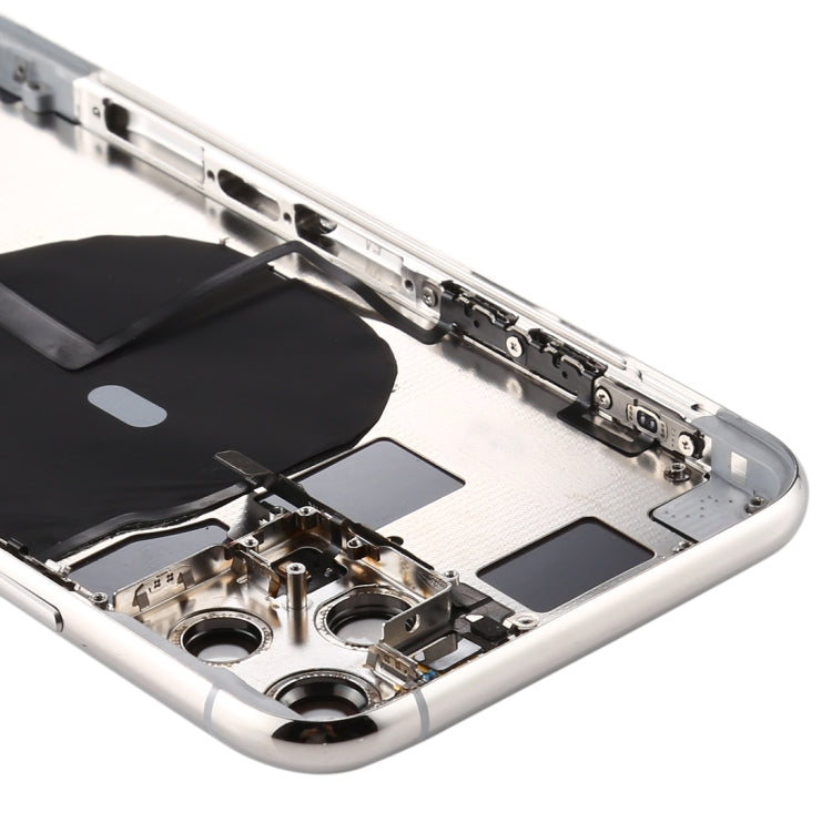 Battery Back Cover (with Side Keys & Card Tray & Power + Volume Flex Cable & Wireless Charging Module) for iPhone 11 Pro Max(Silver)