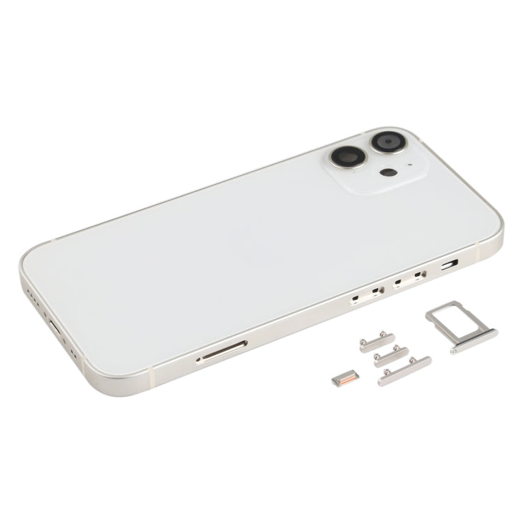 Back Housing Cover with SIM Card Tray & Side  Keys & Camera Lens for iPhone 12 mini(White)