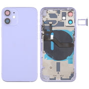 Battery Back Cover (with Side Keys & Card Tray & Power + Volume Flex Cable & Wireless Charging Module) for iPhone 12 Mini(Purple)