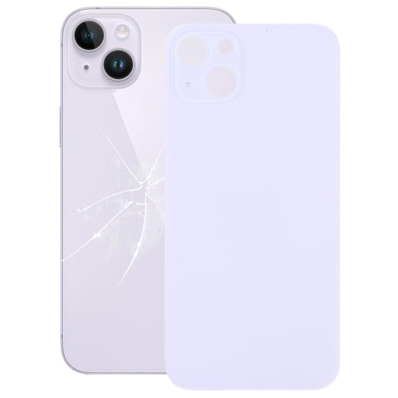 For iPhone 14 Plus Easy Replacement Big Camera Hole Glass Back Battery Cover(Purple)