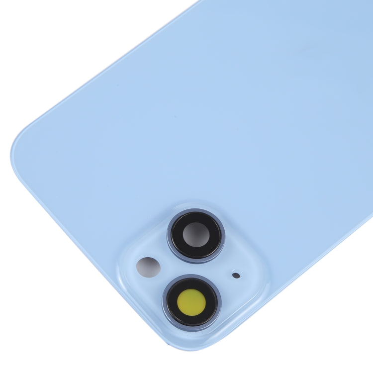 Glass Battery Back Cover with Holder for iPhone 14 Plus(Blue)