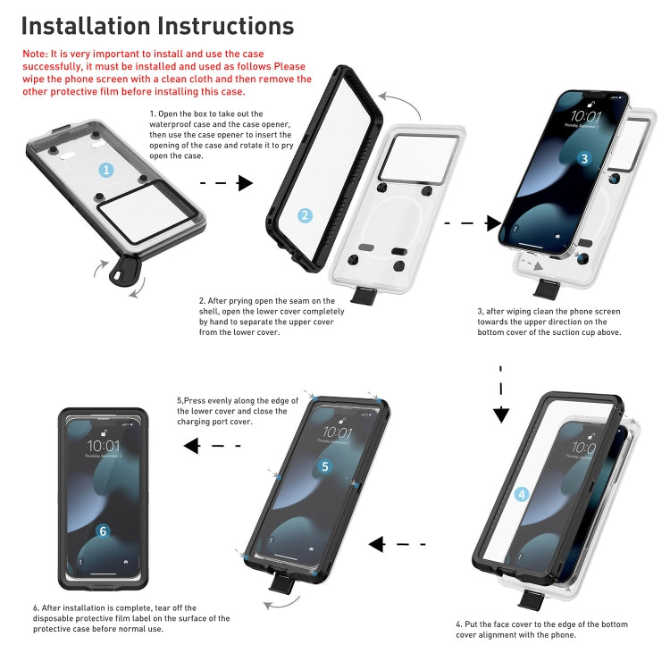 10m Depth Diving Water-resistant Protective Phone Case for 5.9-6.9 inch Phone(White)