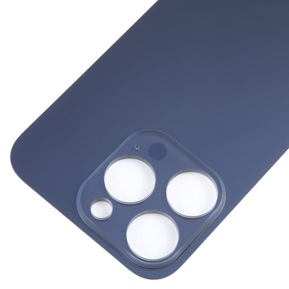 For iPhone 15 Pro Easy Replacement Big Camera Hole Glass Back Battery Cover(Blue)