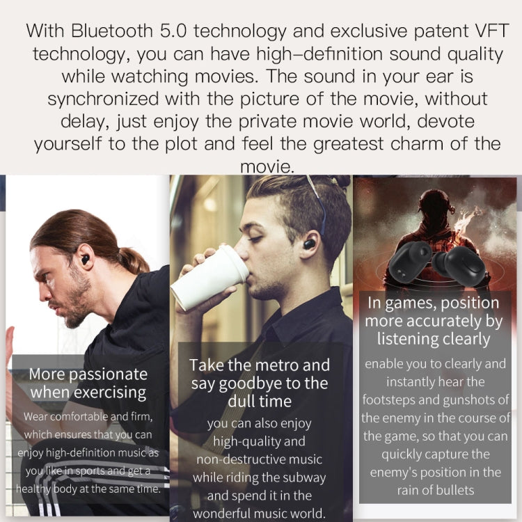 Bluedio TWS T-elf Bluetooth Version 5.0 In-Ear Bluetooth Headset with Headphone Charging Cabin(Black)