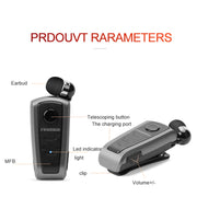 Fineblue F910 CSR4.1 Retractable Cable Caller Vibration Reminder Anti-theft Bluetooth Headset(Grey)