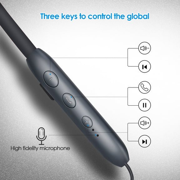 BH-I37 Bluetooth 5.0 Wire-controlled Bluetooth Earphone Built-in High-fidelity Microphone, Support Call(Black)