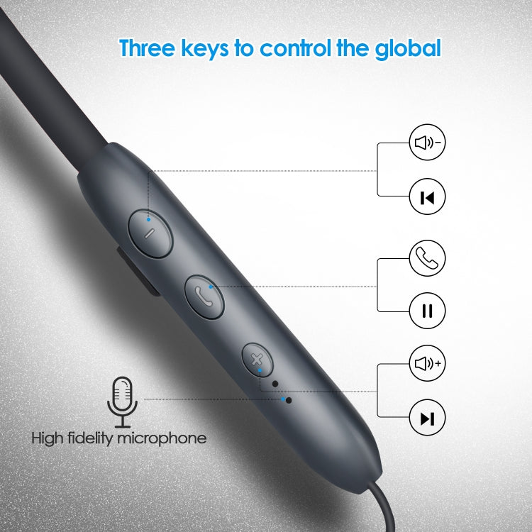 BH-I37 Bluetooth 5.0 Wire-controlled Bluetooth Earphone Built-in High-fidelity Microphone, Support Call(Black)
