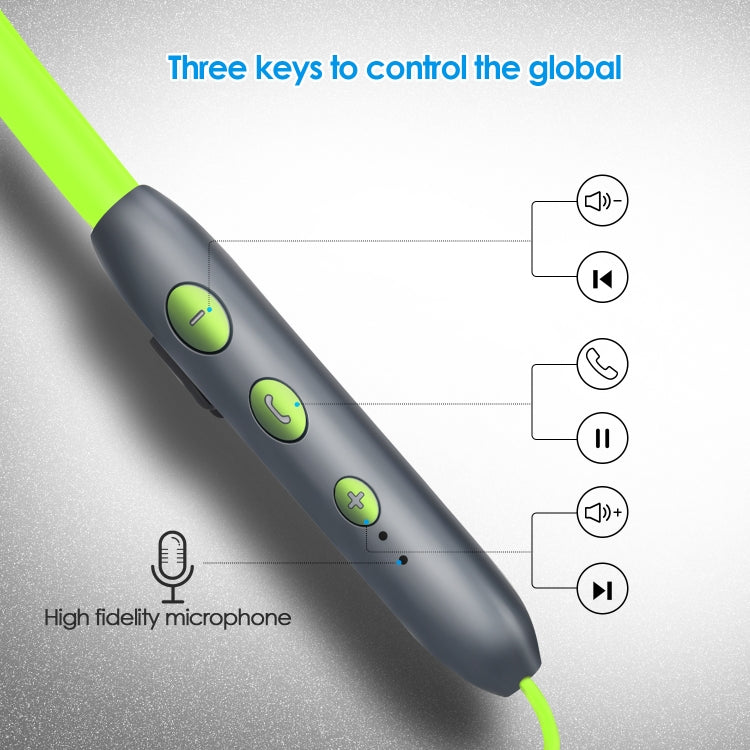 BH-I37 Bluetooth 5.0 Wire-controlled Bluetooth Earphone Built-in High-fidelity Microphone, Support Call (Green)